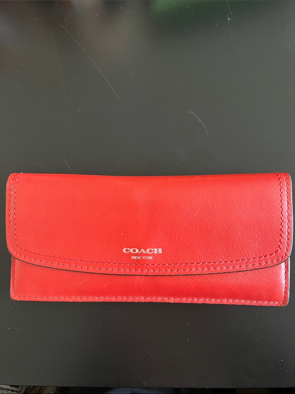 COACH Red Leather Flap Continental Wallet